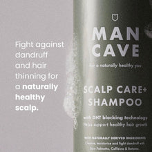 ManCave Scalp Care Shampoo 350ml, DHT Blocker Encourages Hair Growth + Dandruff Control, Sulphate Free, Contains Saw Palmetto, Panthenol and Betaine, Natural Formulation, Vegan Friendly