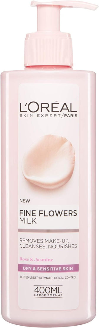 L'Oreal Paris Fine Flowers Cleansing Milk Lotion Makeup Remover Dry Sensitive Skin 400 Ml