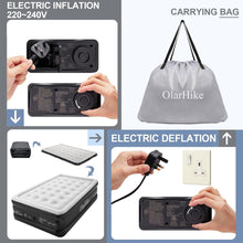 OlarHike Inflatable Mattress, Air Bed Double with Built-in Electric Pump, King Size Blow Up Self Inflating Guest Airbed with Flocked Surface for Camping or Home Use, 190cm L x 140cm W x 46cm H(Black)