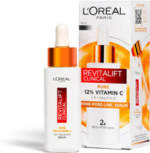 L'Oral Paris Revitalift Clinical 12% Pure Vitamin C Brightening Serum for Face, Powerful Antioxidant Protection, Brighter & Smoother Skin, includes Hyaluronic Acid, Salicylic Acid, Vitamin C