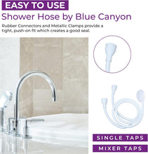 Blue Canyon Vector Double Tap Shower Spray Bathroom Accessory Premium Shower Attachment for Bath taps Push-on-Fitting Suitable for Round & Oval Taps Shower Head for Bathroom ~1.5 Meters (White)