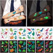 Dinosaur Glow Temporary Tattoos for Kids,Dinosaur theme Luminous Tattoos Stickers,Glow In The Dark Tattoos for Boys and Girls,Face Makeup Fake Tattoos,Holiday Party Supplies Giftsfor for Children