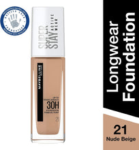 Maybelline New York Foundation, Superstay Active Wear 30 Hour Long-Lasting Liquid Foundation, Lightweight Feel, Water, Sweat and Transfer Resistant, 30 ml, Shade: 21, Nude Beige