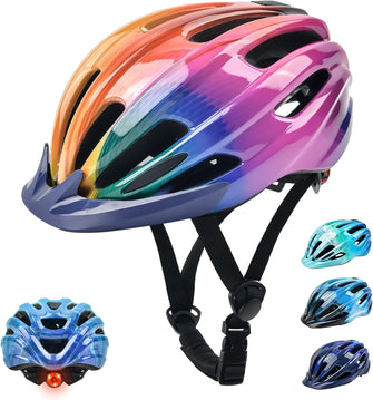 Kids Bike Helmet, Bike Helmets for Kids with Light and Visor for Boys Girls Bike Helmet Kids Cycle Helmet Kids Childrens Bike Helmet Bicycle Cycling Helmet Kids (50-57CM)
