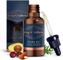 King C. Gillette Beard Oil for Men, 30 ml, with Plant Based Argan Oil, Jojoba Oil, Avocado Oil, Macadamia Seed Oil & Almond Oil, Softens Facial Hair