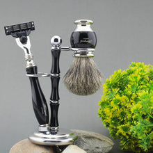 Haryali London Shaving Kit  5 Pc Shaving Kit  3 Edge Shaving Blade Shaving Razor - Best Badger Shaving Brush  Shaving Soap  Shaving Bowl  Shaving Stand  Black Color Shaving Set as Gift