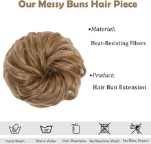 Messy Buns Hair Piece, Scrunchies Synthetic Wavy Curly Chignon Ponytail Hair Extensions Thick Updo Hair Pieces for Women Girls -Light Brown