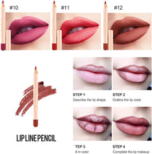 12 Colors Matte Lip Liner Pens Set Long-Lasting Creamy Lip Liner Natural Lip Makeup Soft Pencils Lipstick Set