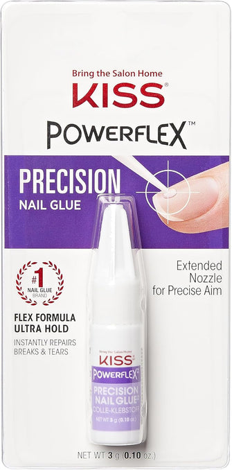 KISS Powerflex Precision Nail Glue, Flex Formula for Ultra Hold of False Nails, Instantly Repairs Breaks and Tears