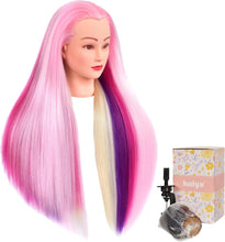 Kalyx 26-28inches Mannequin Head Pink+Red+Purple+Blond Hair Styling Training Head Manikin Cosmetology Doll Head Synthetic Fiber Hair Long colorful Hair with Free Clamp Stand