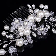 Bride Flower Wedding Hair Vines Crystal Hair Piece Bridal Hair Accessories Pearl Hair Pins Headpieces Accessories Handmade Flower Rhinestone Headpiece for Brides Bridesmaids Women Girls