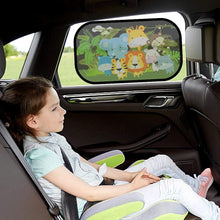iZoeL Car Sun Shade for Baby Kids 2 PCS Static Cling Side Window Car 80GSM Animals Cars Rear Sunshades Universal with 8 Suction Cups and Storage Bag - Sun Glare and UV Rays Protection