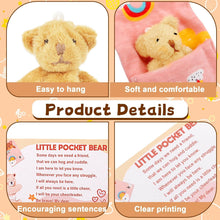 Little Pocket Bear Hug in a Box for Women, Easter Basket Stuffer Gifts for Kids, Mini Stuffed Worry Bear Thinking of You Get Well Soon Plush Toys Positive Birthday Easter Gifts for Kids