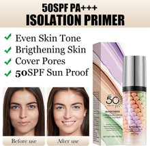 Primer Makeup with SPF 50, Sun Proof Professional Make Up Primer For Face, Hydrating Isolation Cream Colour Corrector Makeup Primer, Waterproof & Long Lasting (50SPF Sun-Proof)