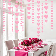4PCS Heart Garland, Valentines Day Decorations Paper Hearts Streamers Hanging Hearts Decorations for Valentines Galentines Day Birthday Bridal Shower Wedding Engagement Anniversary Decor (Pink)