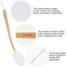 MAQUITA Back Cream Applicator, 2 in 1 Body Brush, Long Range Handle with 3 Pads, Back Brush, Convenient for Self-Application, Portable Travel Back Scrubber