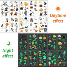 20 Sheets Halloween Temporary Tattoos for Kids, Waterproof Glow in The Dark Childrens Pumpkin Bats Witch Monster Tattoo Stickers for Girls Boys Halloween Party Favors Supplies