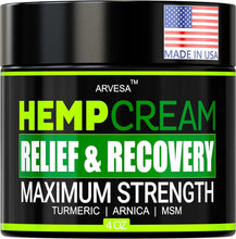 Hemp Cream - Maximum Strength - Great for Joints, Back, Neck, Elbows - Natural Formula - 4 oz