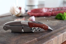 Barvivo Wine Opener with Foil Cutter and Cap Remover - Double Hinged Corkscrew for Bartenders - Stainless Steel Wine Key for Easy Bottle Opening - Manual Wine Bottle Opener - Rosewood, 12x1.5x3 cm