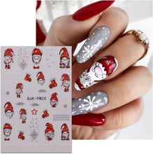 JMEOWIO 10 Sheets Christmas Nail Art Stickers Decals Self-Adhesive Snowflake Line Xmas Winter Holiday Nail Supplies Nail Art Design Decoration Accessories