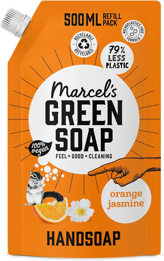 Marcel's Green Soap - Hand Soap Refill Orange & Jasmine - Handwash Dispenser Refill - 100% Eco friendly - 100% Vegan - 97% Biodegradable - 500 ML