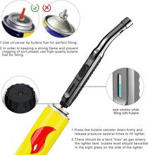 Candle Lighter,Refillable Long Jet Lighters with Visible Window, Windproof Gas Lighter Adjustable Jet Flame for BBQ, Stove, Kitchen Cooker, Hobs,Camping(Sold No Fuel)