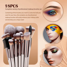 18 Pcs Professional Makeup Brushes Sets Foundation, Blending Powder Blush Concealers contour Eye Make Up Brush with Champagne Gold