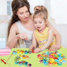 42Pcs Toddler Threading Toys, Wooden Montessori Toys for 2 3 Year Olds Girls Boys, Fine Motor Skills Toys for 5 Year Olds, Educational Learning Toys Gifts Toddler Threading Beads Crafts Activities