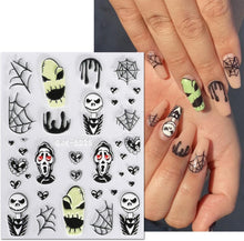 JMEOWIO 3D Embossed Halloween Nail Art Stickers Decals Self-Adhesive 5D Cute Pumpkin Ghost Flower Spook Nail Supplies Nail Art Design Decoration Accessories 4 Sheets