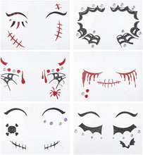 Lurrose 6 Sheets Face Temporary Tattoo Waterproof Makeup Tattoo Stickers on Face Eye for Halloween Christmas Masquerade Party