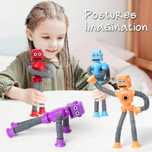 JoyJoyful Fidget Toys for Kids Tubes Robot Toy, 4 Pack Stretchy Toys for Kids & Adults, Baby Sensory Toys for Autism, Bath Toys Toddler Travel Toys for Plane
