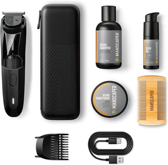 MANSCAPED The Beard Hedger Advanced Kit Includes Our Premium Precision Beard & Mustache Trimmer, Hydrating Shampoo, Softening Conditioner, Moisturizing Oil & Facial Hair Comb