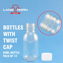 Lang Horn 12 Pack Plastic Travel Bottle with Screw Lids 60 ML Liquid Containers Toiletries Shower Bath Cosmetic Makeup Product Home Salon