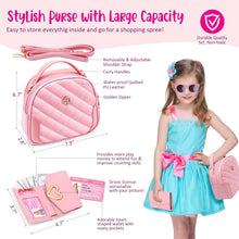 Kids Pretend Play Little Girl Purse Accessories, Princess Toy Cell Phone w/ Light and Sound, Fake Makeup Handbag Wallet Keys Credit Card Water Bottle Birthday Gifts Toys for 3 4 5 6 7 8+ Year Old Girl