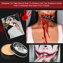 EONFAVE Scar Wax SFX Make Up Kit - Special Effects Fake Molding Wound Skin Wax - Body Paint Halloween Set - Fake Nose Stage Zombie Makeup with Spatula, Scar Wax, Fake Blood Ointment (Wax Kit 02)