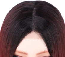 Luovce Synthetic Wigs for Women Long Straight Wig Middle Part 28 Inches (R2/188 Ombre Burgundy Colour)