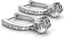 LILOVE Hoop Loop Earrings 18K White Gold with Element Crystal Sparking Jewellery Box Gift for Mother's Day Women Girl Mother Wife