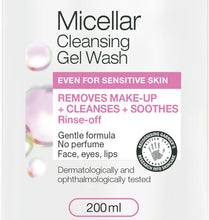 Garnier Micellar Gel Face Wash For Sensitive Skin 200ml, Gentle Face Cleanser & Makeup Remover, Recognised By The British Skin Foundation, Rinse-Off, Non-Drying & Fragrance Free Formula