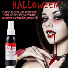 Fake Blood Gel Spray, Halloween Fake Blood Spray, 60ml Washable Red Fake Blood liquid, Halloween Makeup for Vampire Monster Zombie Bride, Cosplay Halloween Party (2PC)