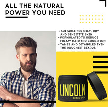 Lincoln Premium Beard Balm for Men - Beard Moisturiser for Men w/Coconut Balm & Shea Moisture Beard Balm, Ideal Face Moisturiser for Men & Beard Growth Balm, Alternative to Beard Oil & Beard Wax 100g