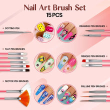 Nail Art kit Accessories, 15pcs Nail Art Brushes, Tools, Nail Pen designing Dotting, Colourful Nail foil, Stripping Manicure Tape, Rhinestone, Nail Glitter Powder, Nail File, Supplies In Nail Art Set