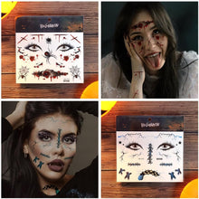 6 Sheets Halloween Face Temporary Tattoos,Scary Tattoo Stickers, 3D Witch Zombie Makeup Kit Roses Face Tattoos Stickers for Halloween Party Favours Makeup Carnival Masquerade