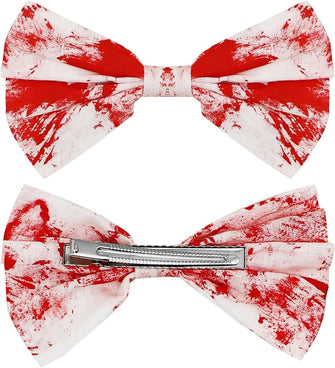 CHEERYMAGIC Bloody Bow Hair Clip, Halloween Bow Hairpins Blood Splattered Hair Accessories for Women and Girls Halloween Headdress A6-XJHDFJ