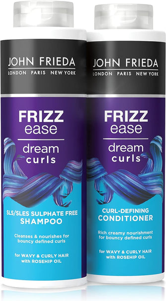 John Frieda Frizz Ease Dream Curls Shampoo & Conditioner Duo Pack 2 x 500ml, Haircare Bundle for Curly, Wavy Hair, Anti-Frizz Haircare Set for Curls