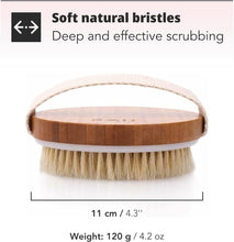 H&S 2pcs Body Brush Dry Skin Bath Shower Brush Back Scrubber Natural Bristles Exfoliating Cellulite Brush Bamboo Wood