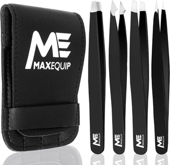 ME MAXEQUIP 4Pcs Tweezers for Facial Women and Men Professional Stainless Steel Eyebrow Tweezers Precision for Ingrown Hair Tweezers on Nose Ear