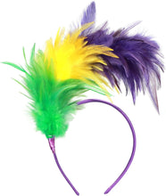 MWOOT Feather Headband, 1920s Fascinator Headwear, Purple Yellow Green Feather Headpiece, Hair Accessories for Cocktail Wedding Tea Party,