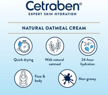 Cetraben Natural Oatmeal Cream Body Cream Dry Skin Moisturiser Suitable For Sensitive and EczemaProne Skin - 190g