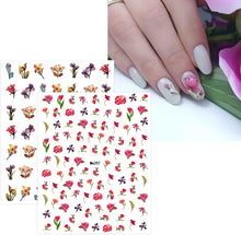 JMEOWIO 8 Sheets Spring Flower Nail Art Stickers Decals Self-Adhesive Sunflower Floral Nail Supplies Nail Art Design Decoration Accessories