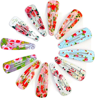 12 x Small Baby Mini Pastel Floral Print Hair Clips Sleepie Clips Snap Clips - Size 3 cm